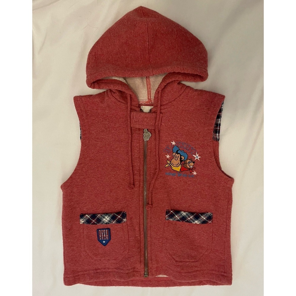 Vintage LC Waikiki Monkey Mine Bros Co Embroidered Hooded Vest 2T 1990s